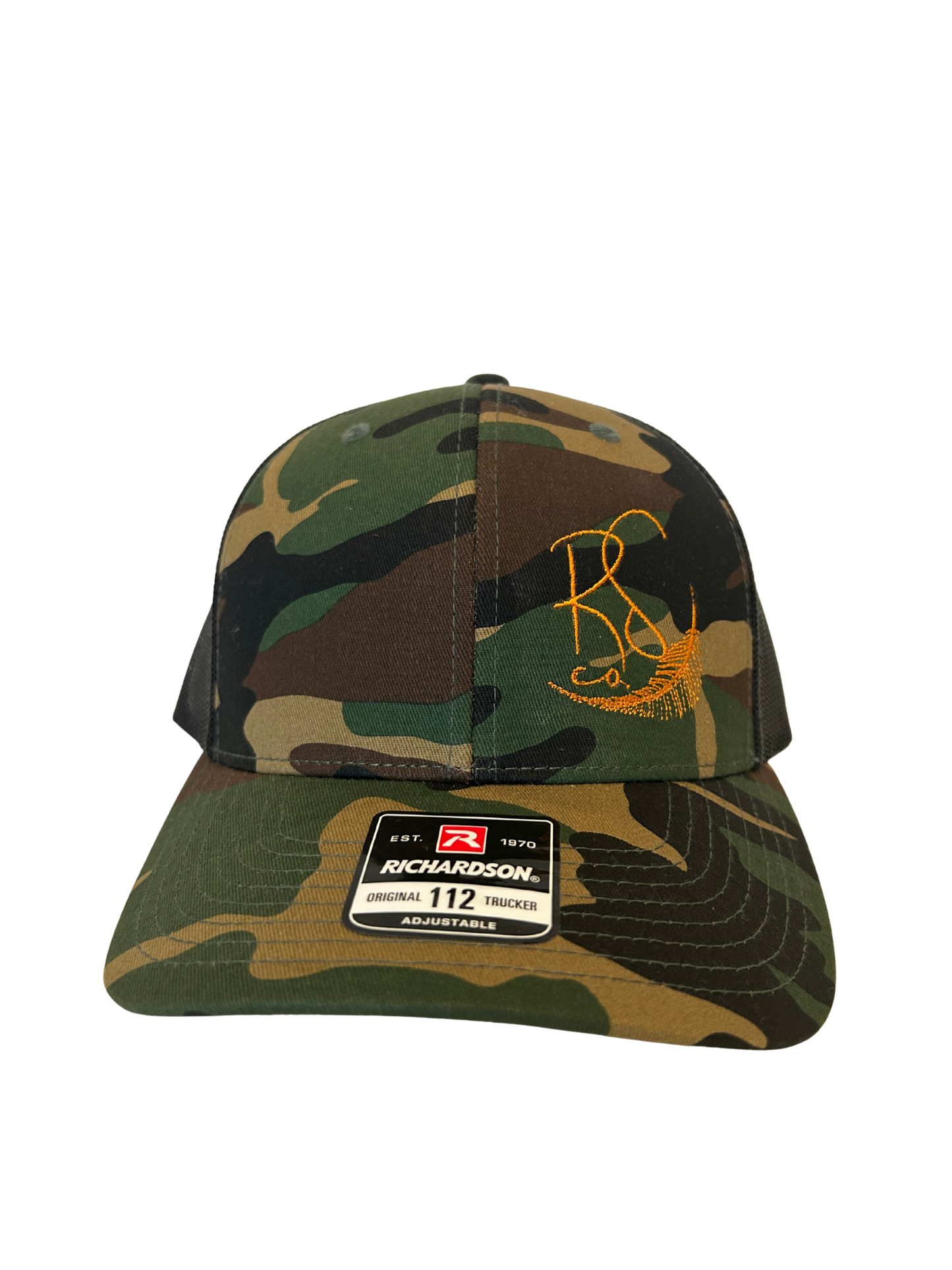Rural South Company – Army Camo RS Trucker Hat (Orange Logo)