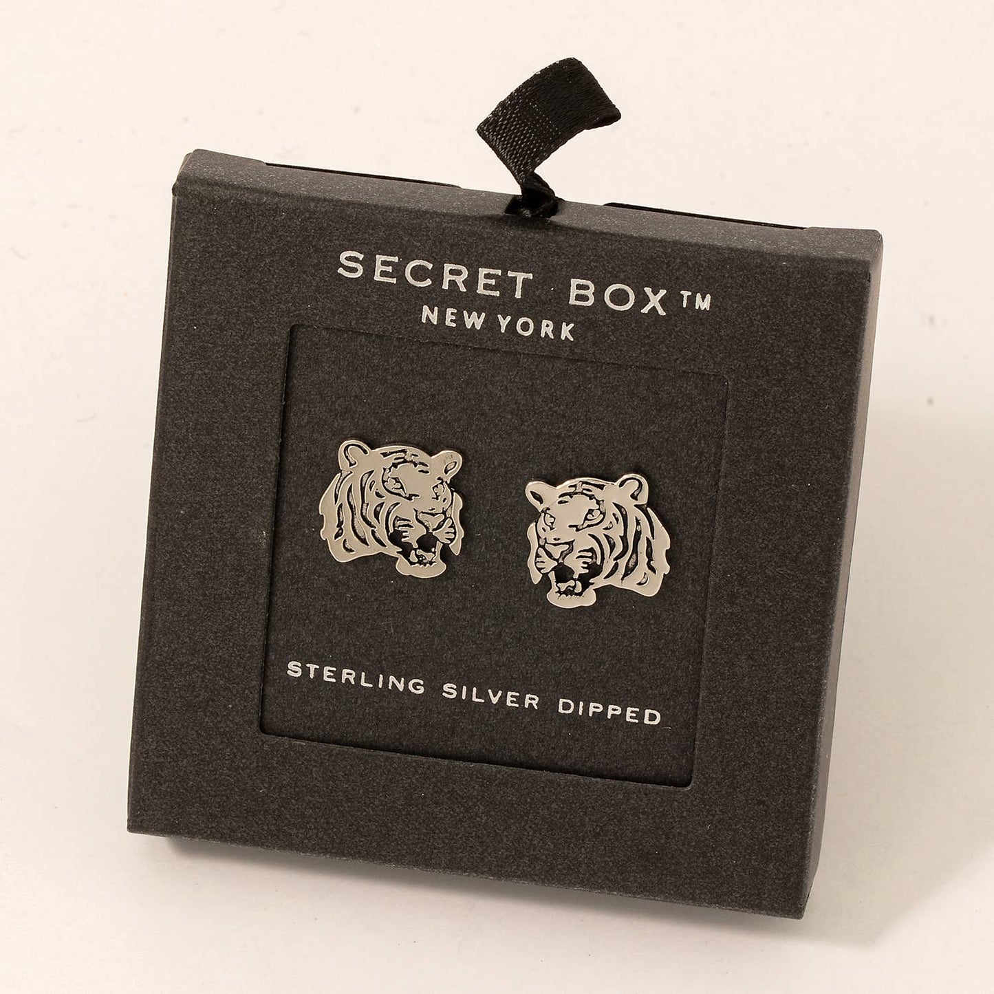 Secret Box Gold Dipped Tiger Head Stud Earrings