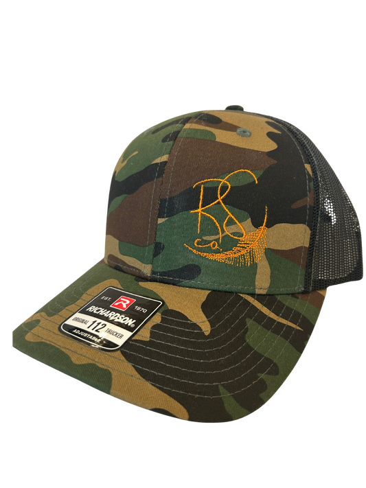 Rural South Company – Army Camo RS Trucker Hat (Orange Logo)