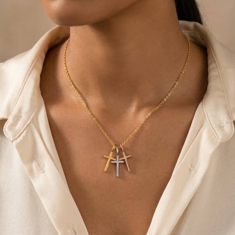 Triple Cross Pendant Necklace