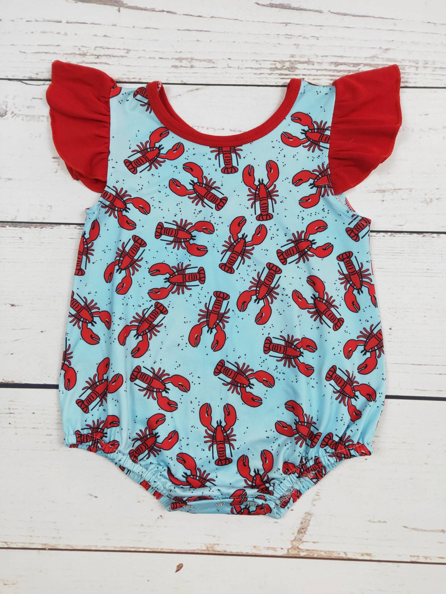 Crawfish Printed Baby Girls Bubble