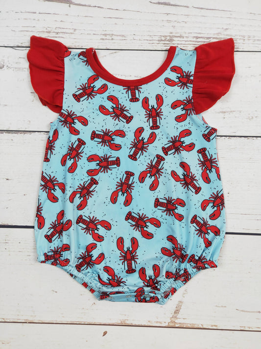 Crawfish Printed Baby Girls Bubble