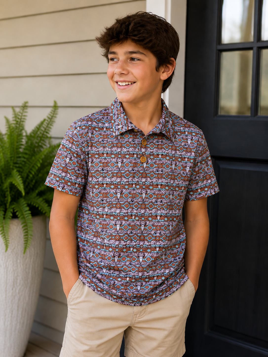 Aztec Longhorn Boy Collar Shirt