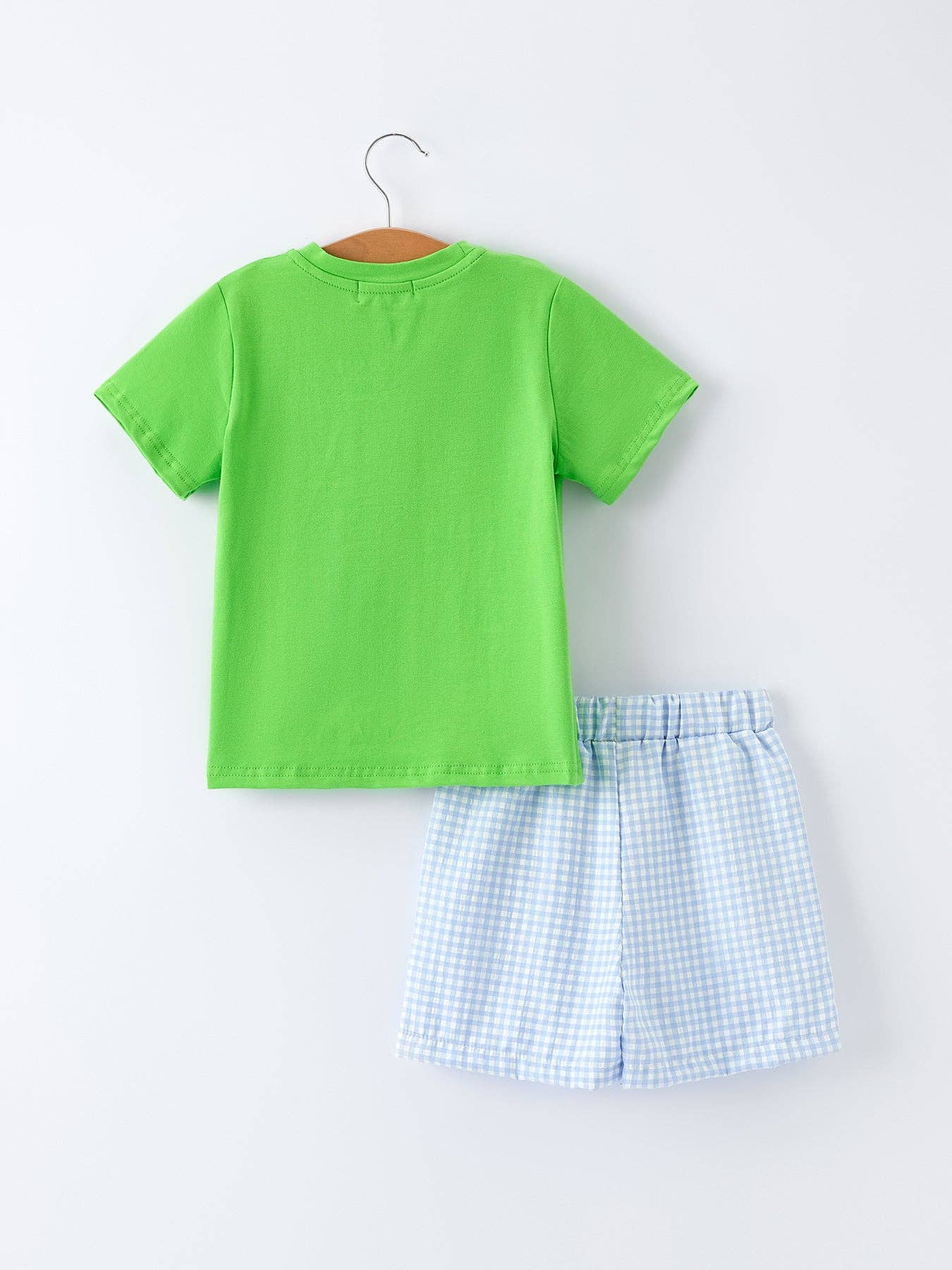 Toddler Boys Summer Gator Embroidered Plaid Shorts Set