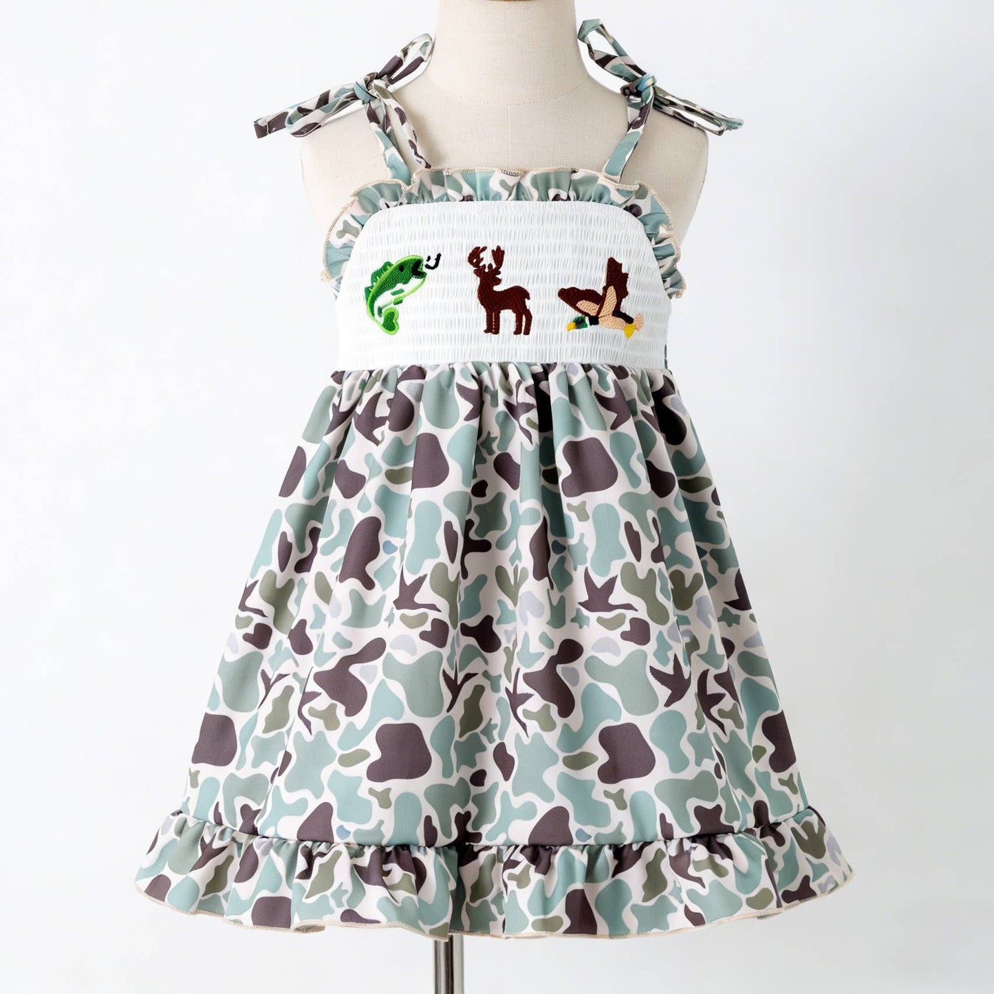 Daddy's Hunting partner Camo Smocked Girls Dress