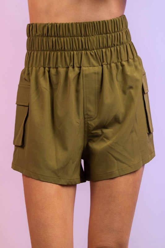 High Waisted Olive Green Active Shorts